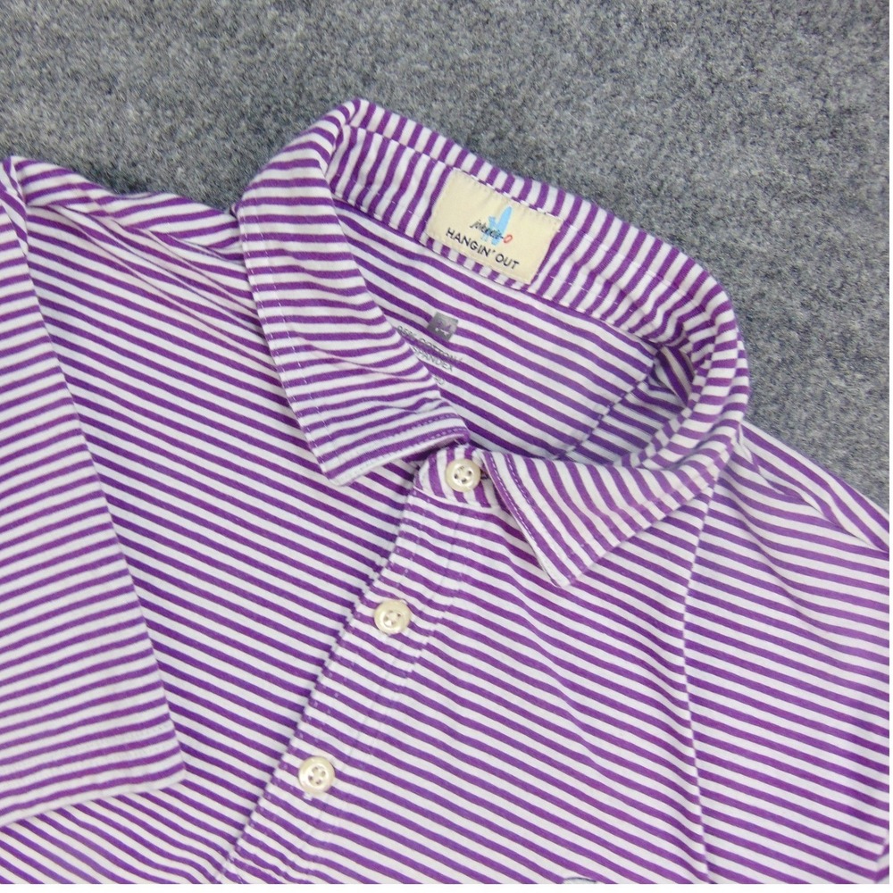 TCU Polo Mens Large Johnnie-O Purple Striped Collegiate Horned Frogs Golf Shirt